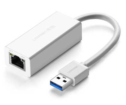 Przejściówka UGREEN CR111 Adapter sieciowy USB 3.0 do RJ45 biały